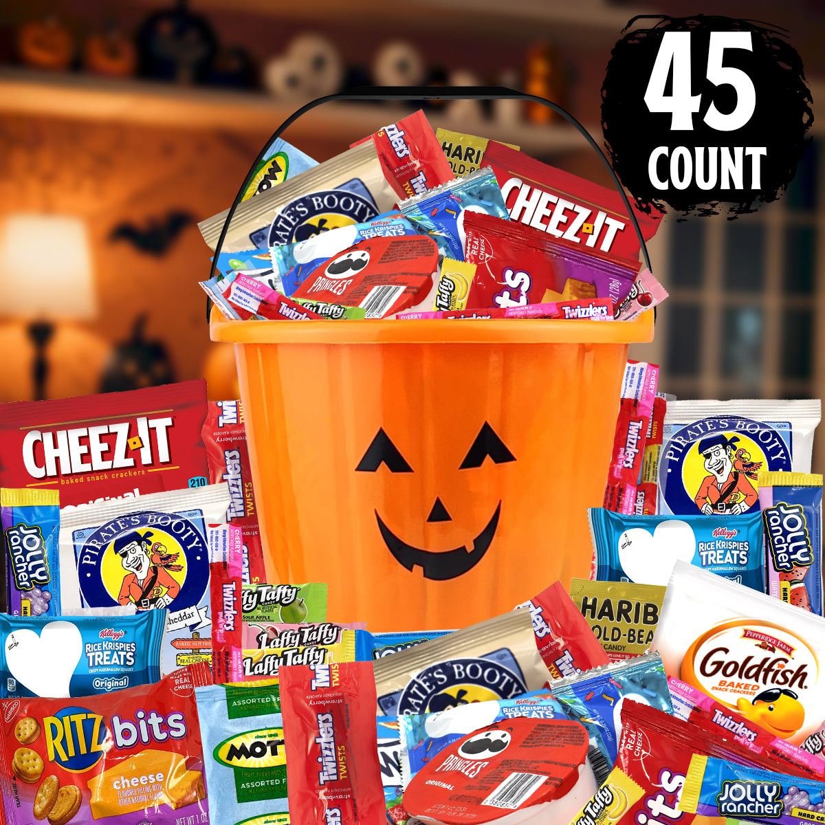 Halloween Pumpkin Gift Basket Candy 45ct