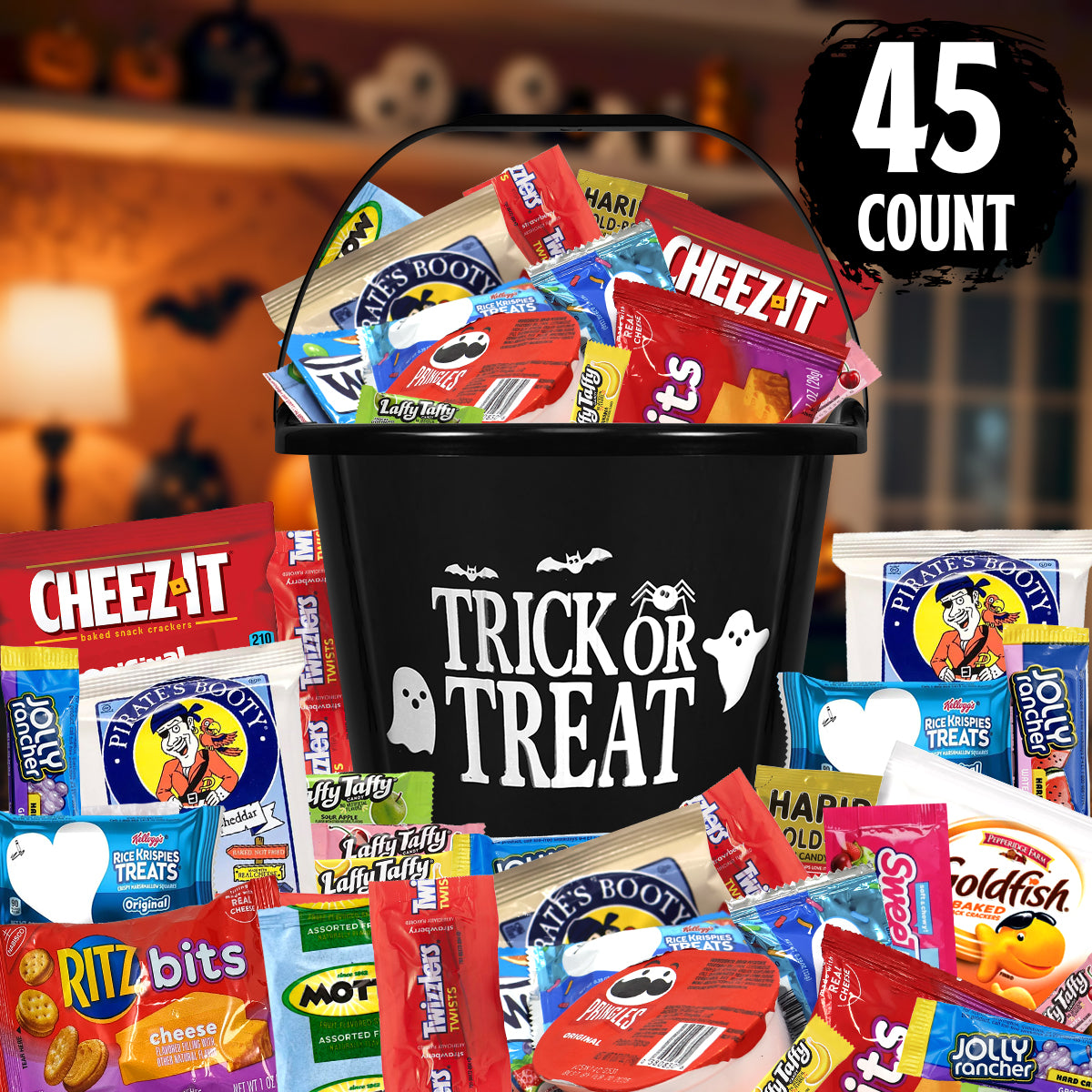 Halloween Candy & Snack Pumpkin Gift Basket 45ct