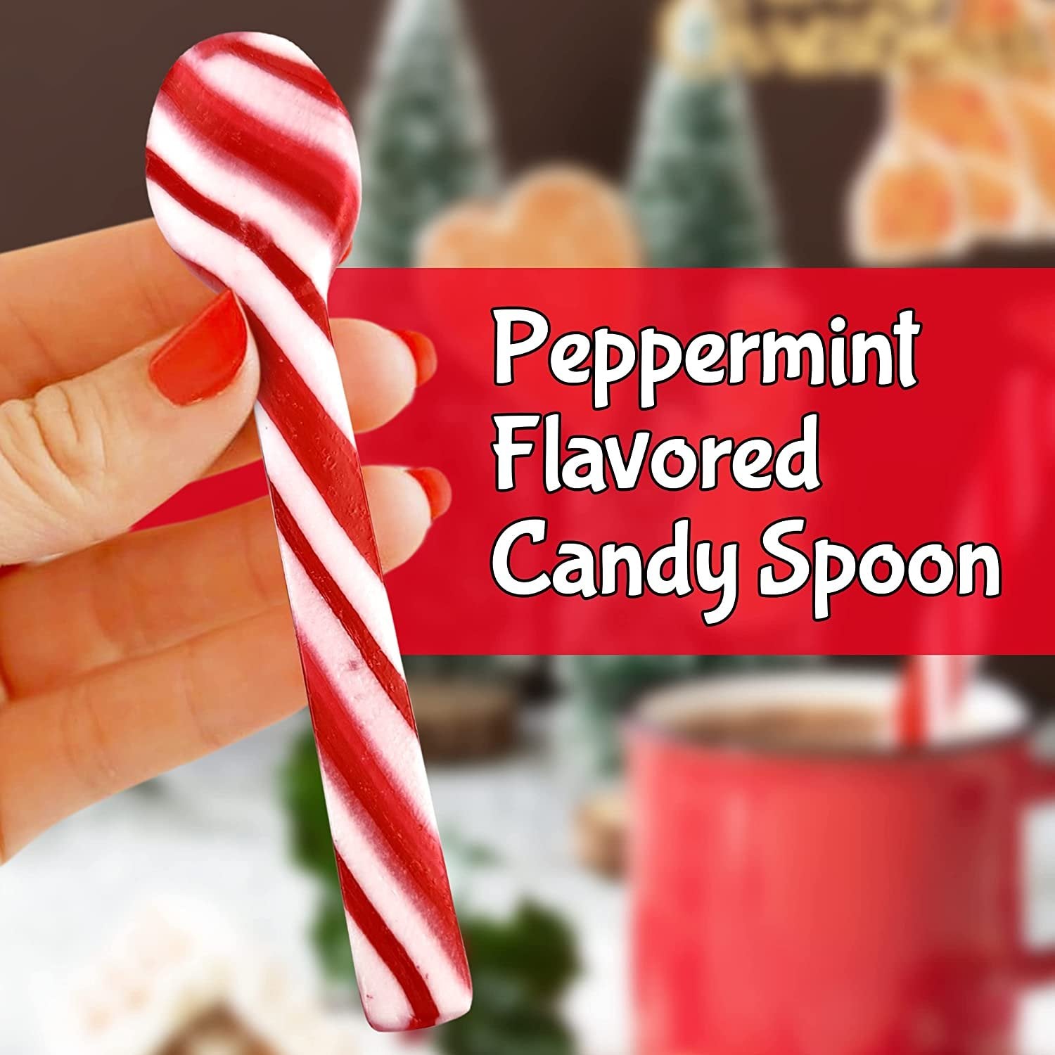 Taboom 12 Candy Cane Spoons Bundled with 12 Hot Cocoa Packets