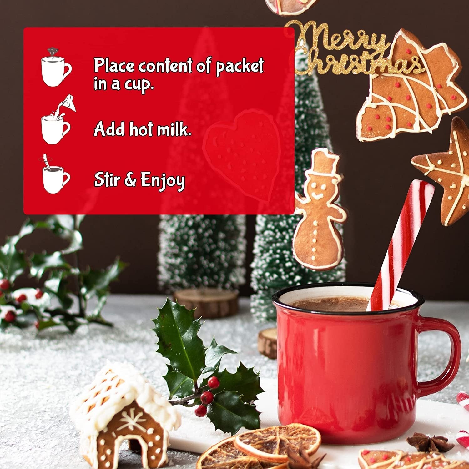 Taboom 12 Candy Cane Spoons Bundled with 12 Hot Cocoa Packets
