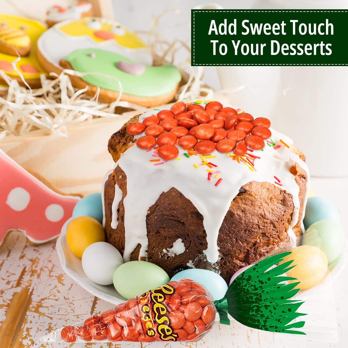 Reese's Easter Carrot Bags Peanut Butter Chocolate Pieces 4 Pack