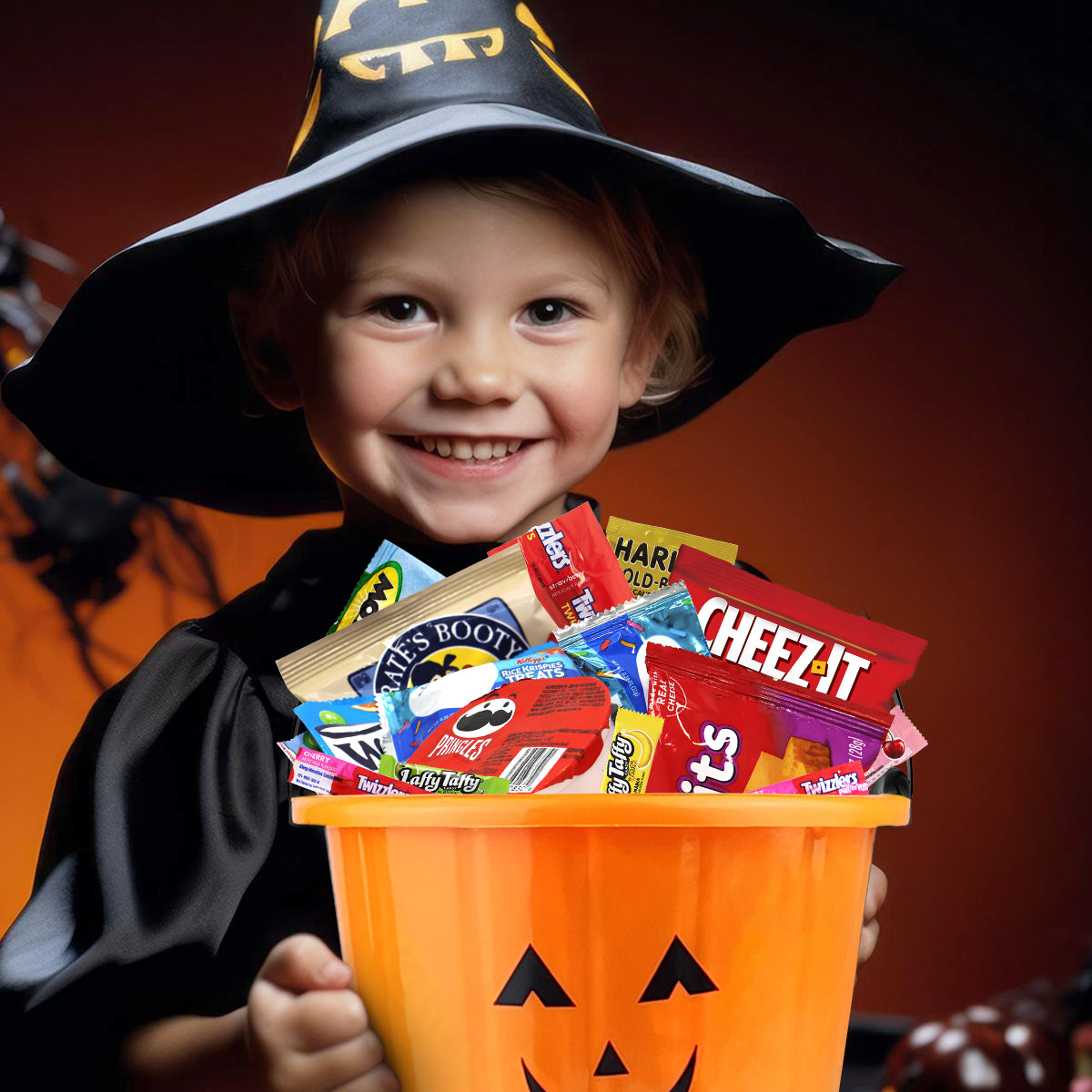 Halloween Pumpkin Gift Basket Candy 45ct