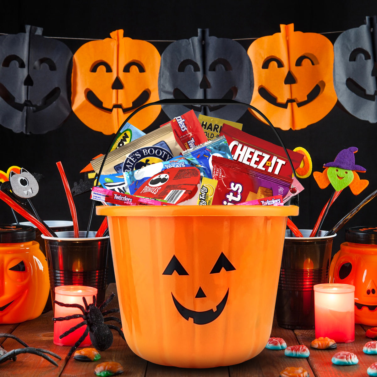 Halloween Pumpkin Gift Basket Candy 45ct