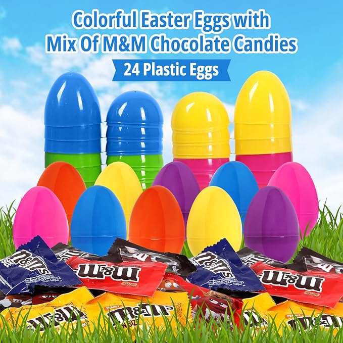 Plastic Easter Eggs with M&M's Chocolate 24 count