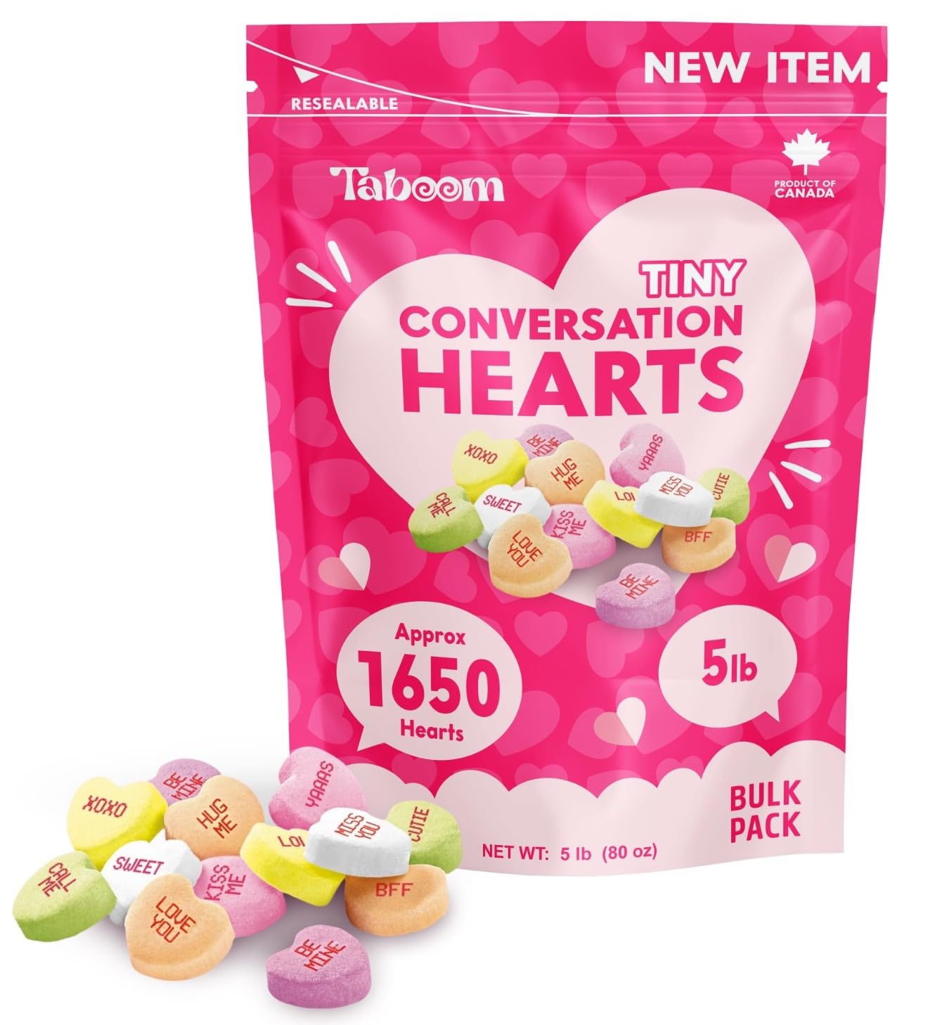 Taboom Valentine Tiny Conversation Hearts 5 Pound