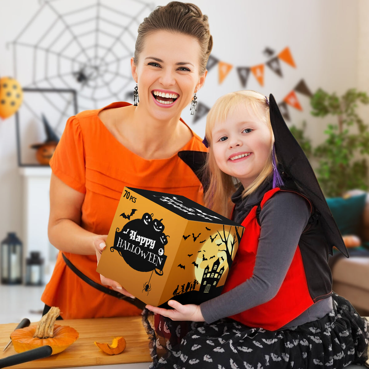 Halloween Pumpkin Gift Basket Assorted candy 80ct