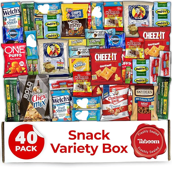 Snack Box Care Package 40 Count Gift Box