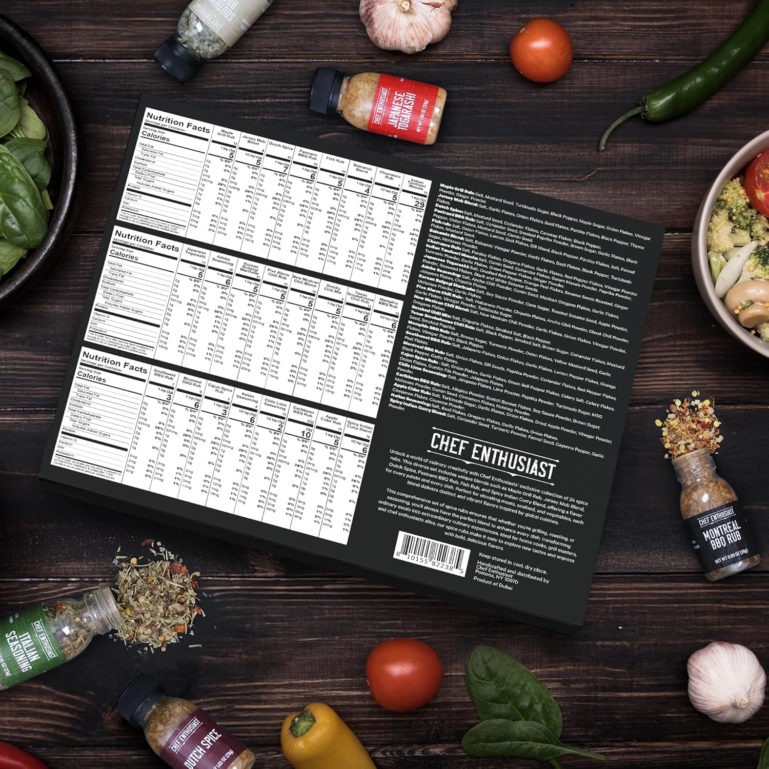 Chef Enthusiast 24 Unique Individual BBQ Spice Rub Sampler Gift Set