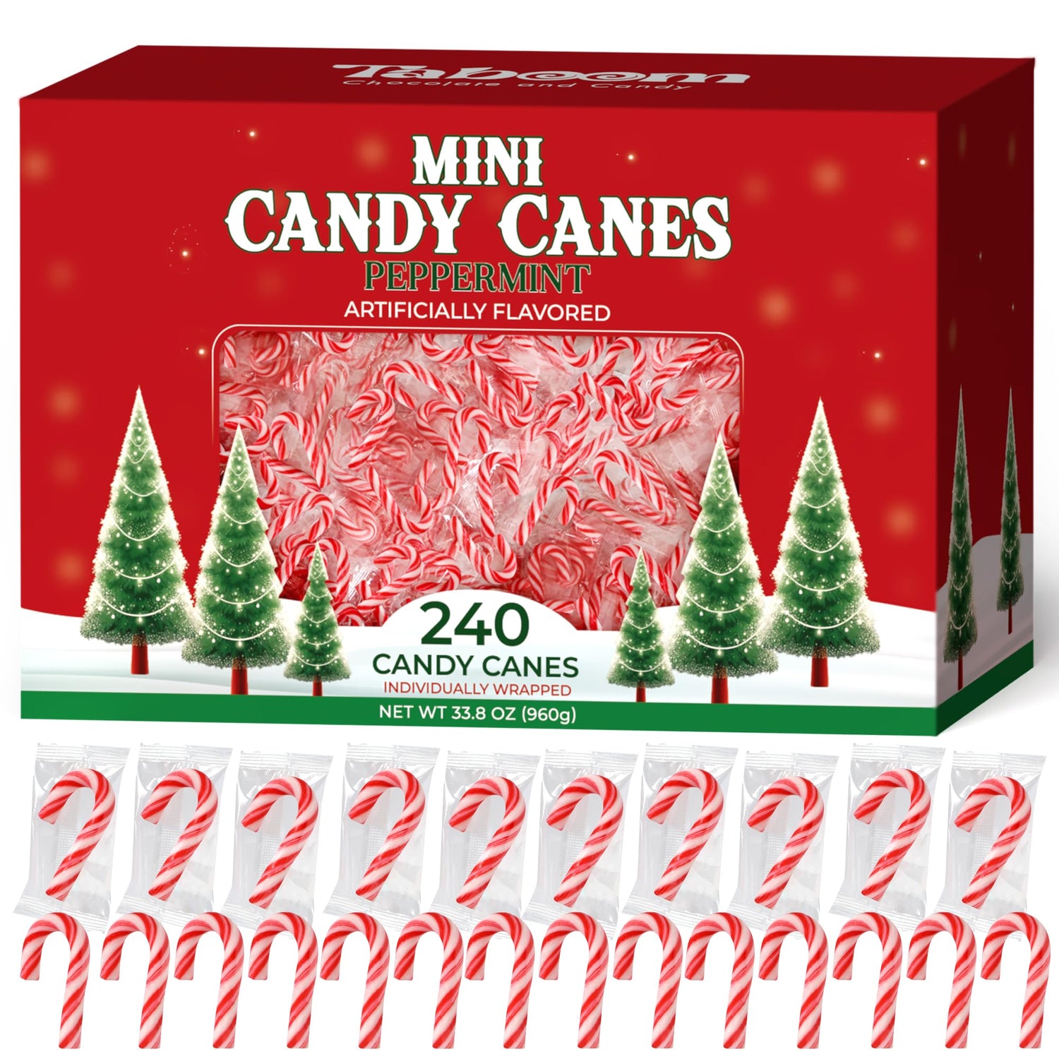 Bulk Mini Candy Cane Individually Wrapped 240 Pack - Small Peppermint Candy Canes Red & White Christmas Candy For Holiday Gifts, Stocking Fillers, Party Favors & Decorations