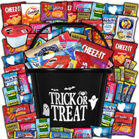 Halloween Candy & Snack Gift Basket – 45ct Pumpkin Bucket Care Package for Kids & Adults