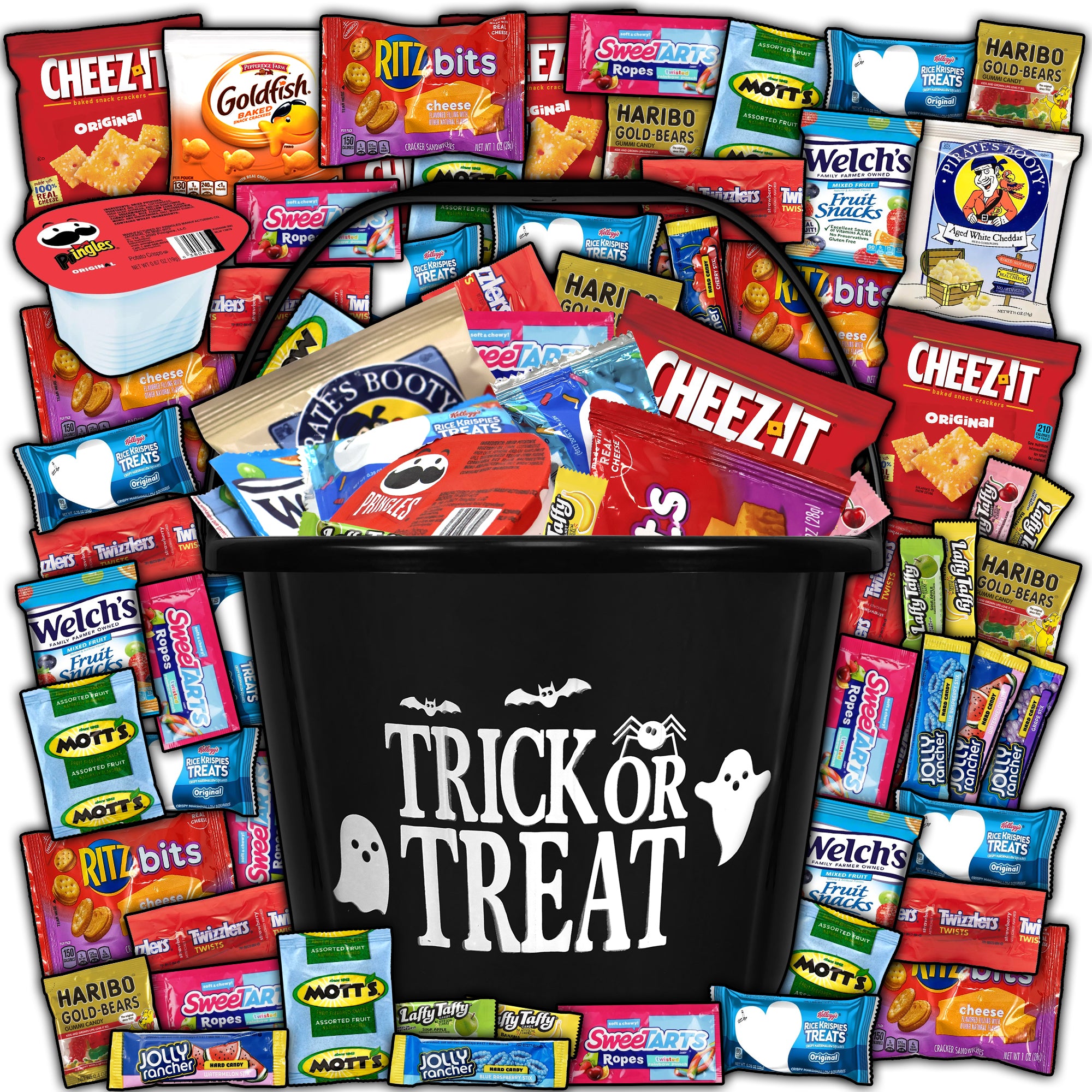 Halloween Candy & Snack Gift Basket – 45ct Pumpkin Bucket Care Package for Kids & Adults