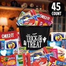 Halloween Candy & Snack Gift Basket – 45ct Pumpkin Bucket Care Package for Kids & Adults