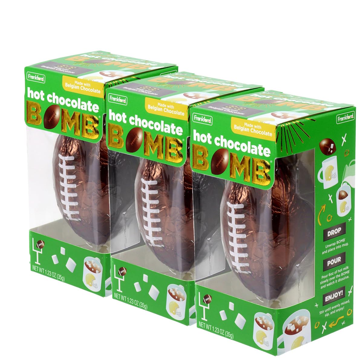 Frankford Football Shaped Hot Chocolate Bomb 3 Pack