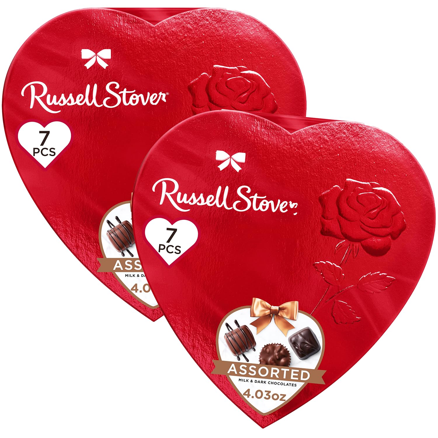 Russell Stover Valentine's Assorted Chocolate Heart Gift Box 2 Pack