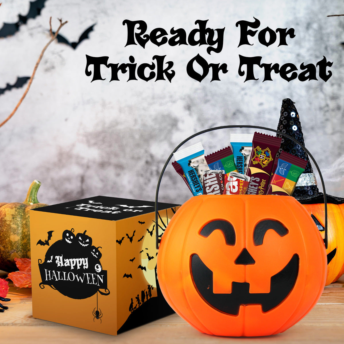 Halloween Pumpkin Gift Basket Assorted chocolates 90ct
