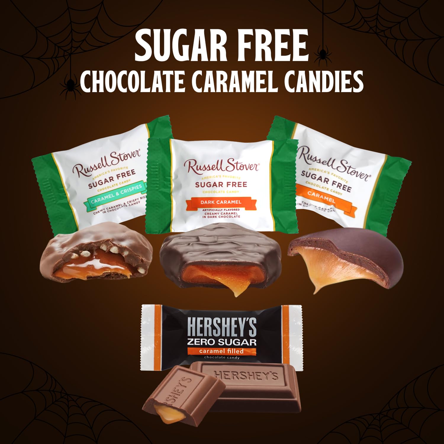 Russell Stover & Hershey's Sugar Free Chocolate Caramel Candy Variety 60 Pack