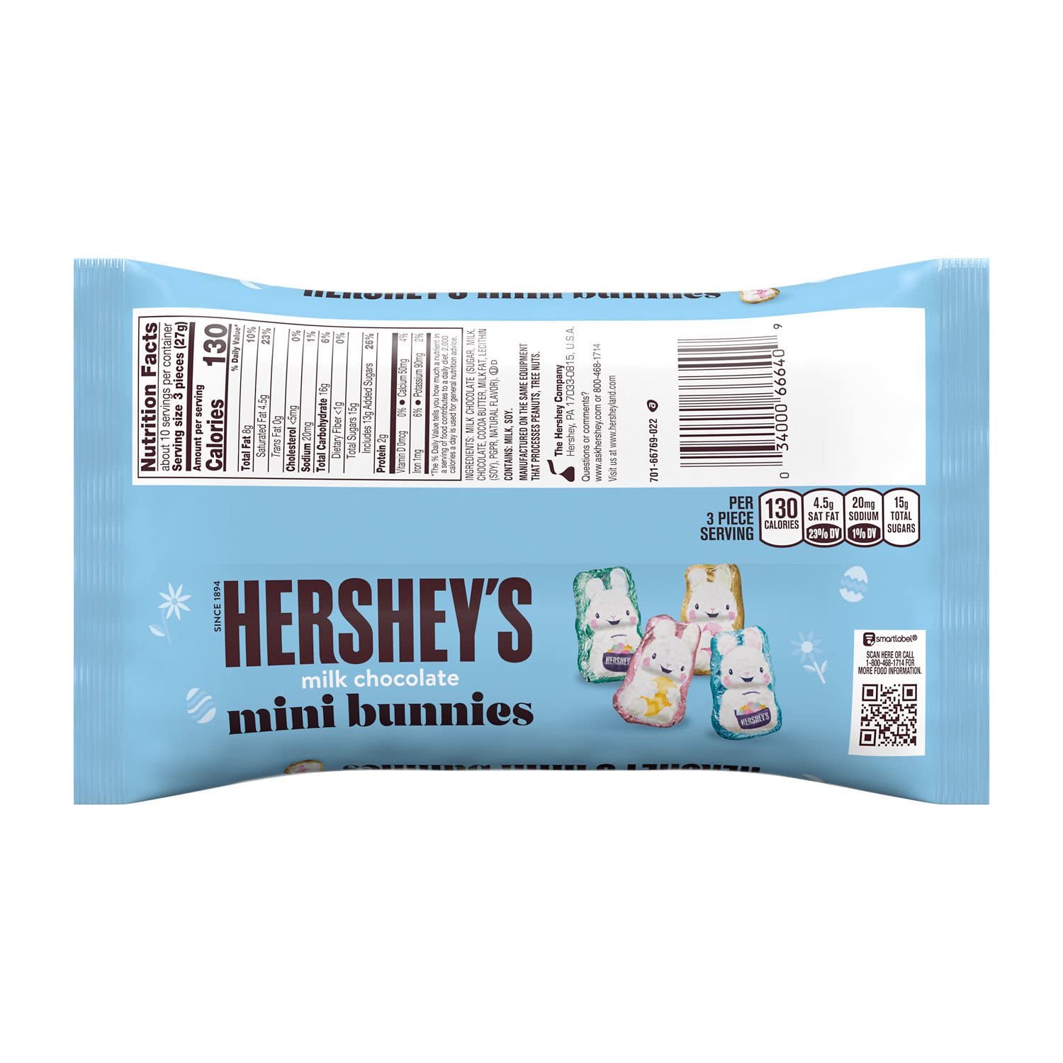 Hershey's Easter Milk Chocolate Mini Bunnies, 9.1 oz bag, 4 count