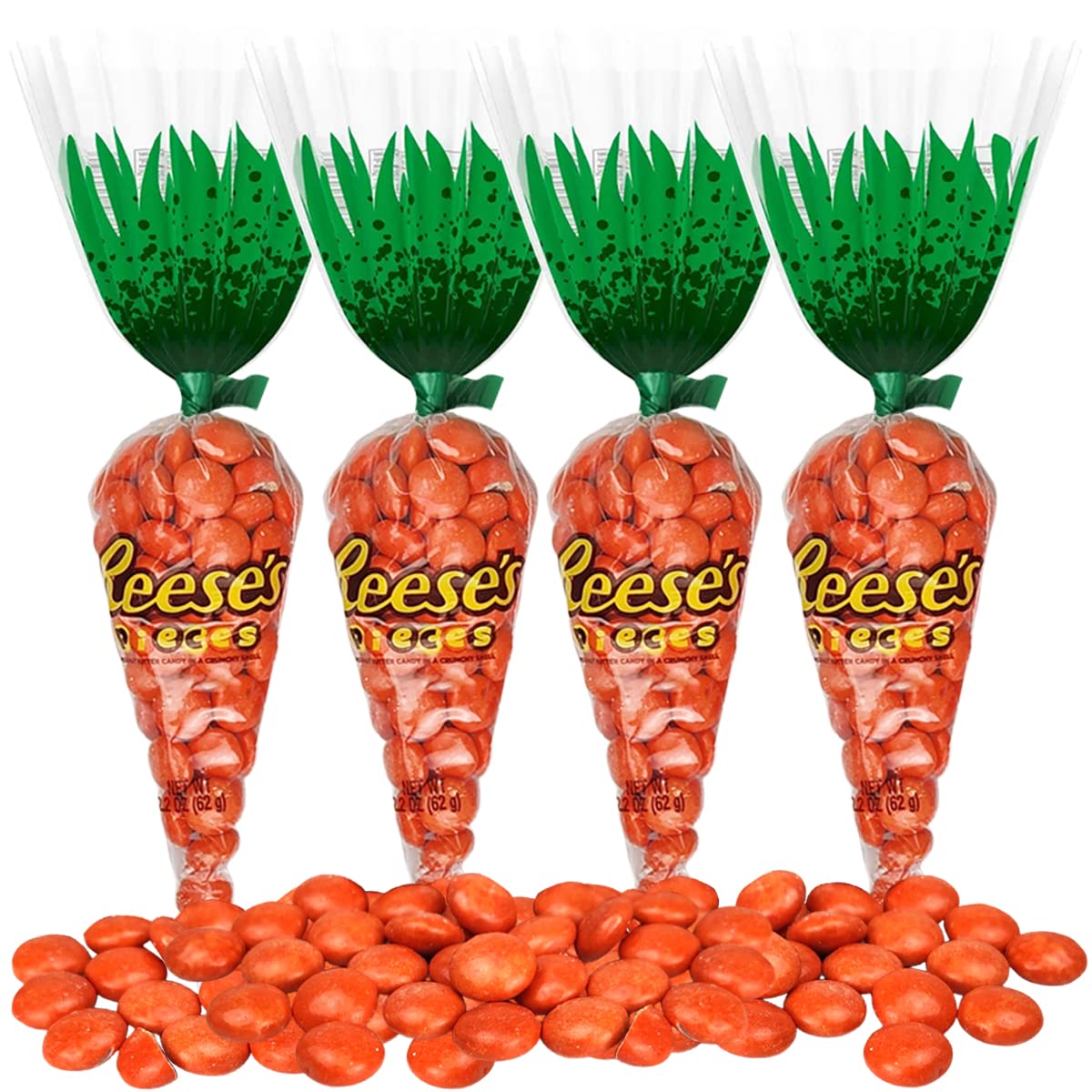 Reese's Easter Carrot Bags Peanut Butter Chocolate Pieces  4 Pack