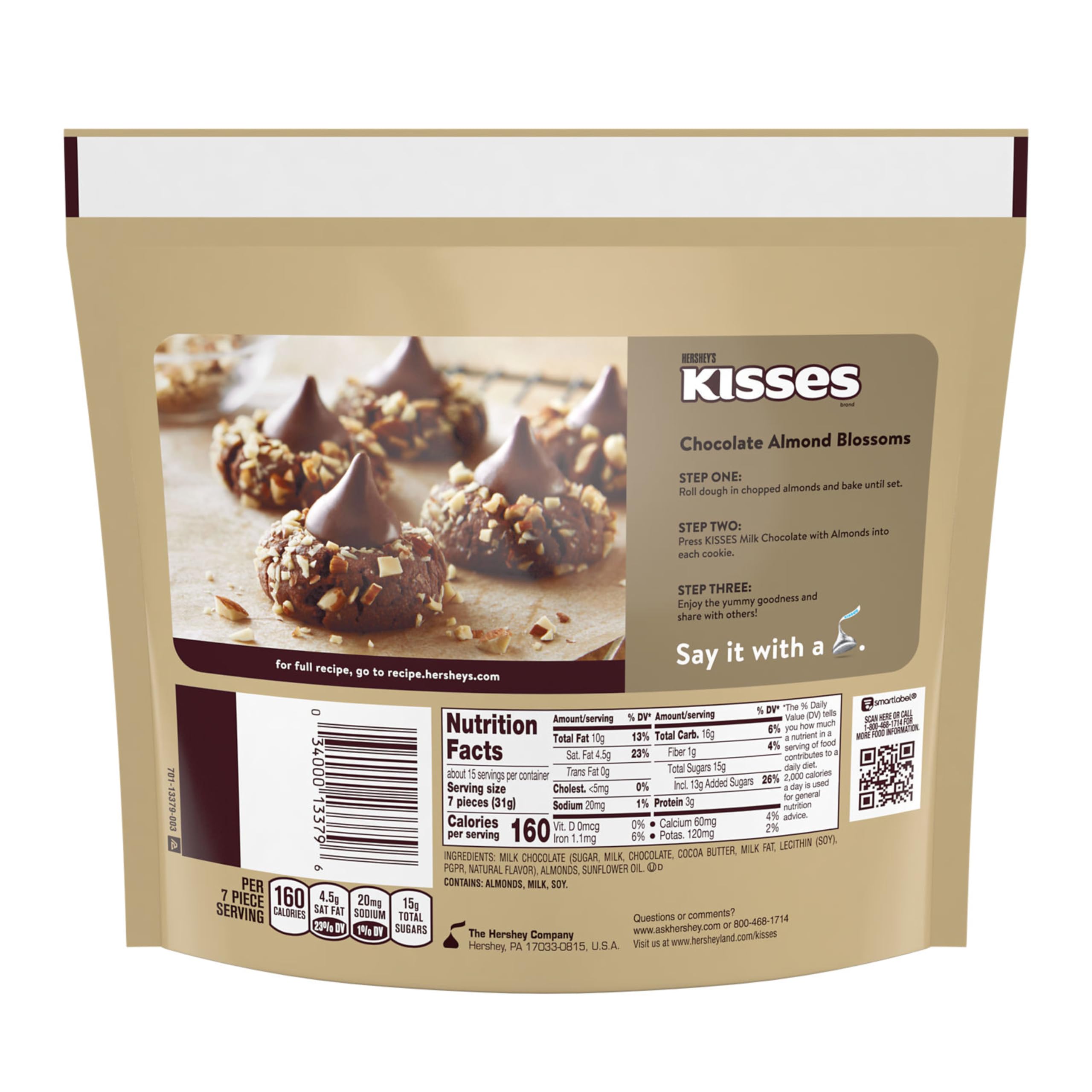Hershey's Kisses Milk Chocolate with Almonds 16 oz