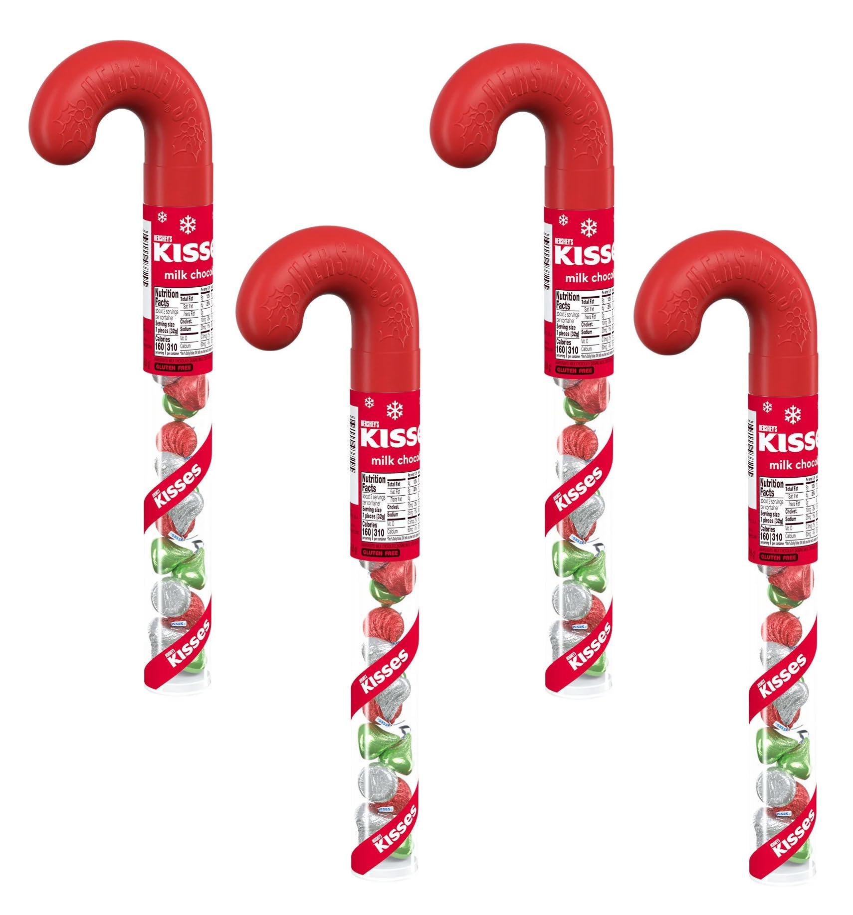 Hershey's Kisses Filled Candy Cane Tubes  Pack of 4