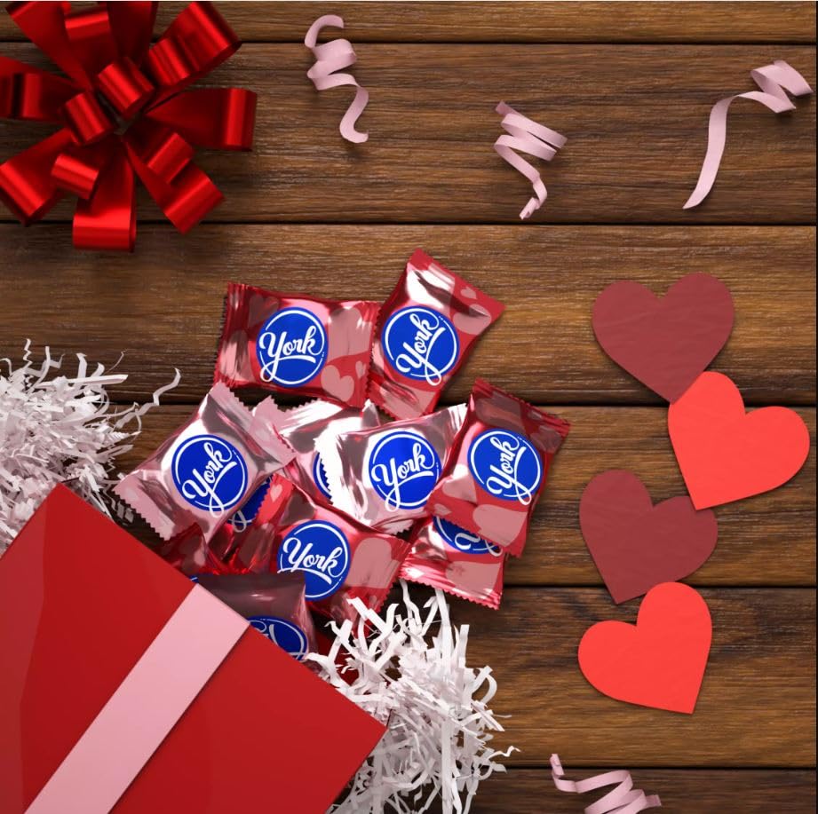 York Valentine's 40 Count Snack Size Hearts Chocolate 2 Bags of 9.6 Oz each