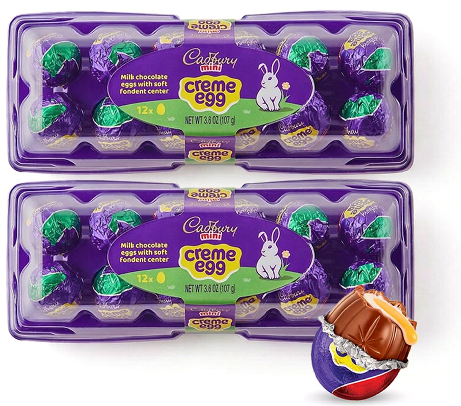 Cadbury Mini Creme Eggs 24 Count 2 Trays, 12 Eggs Each