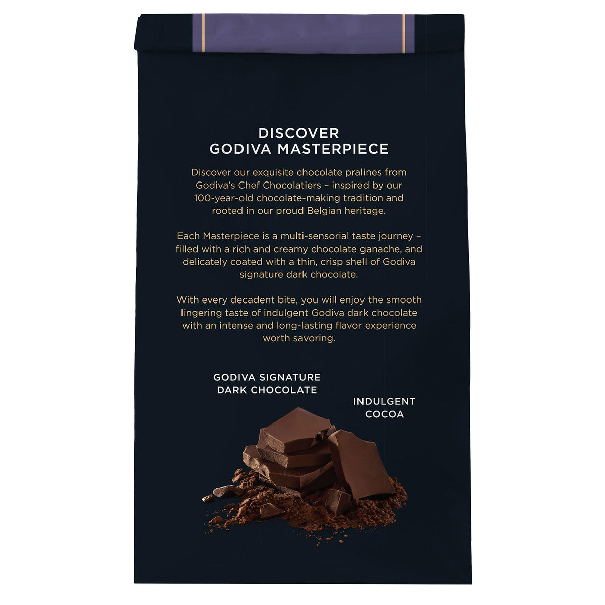Godiva Masterpiece Dark Chocolate Bag, Individually Wrapped with Ganache Center, Gourmet Gift for Birthday, Holiday, Kosher, Halal, 15oz