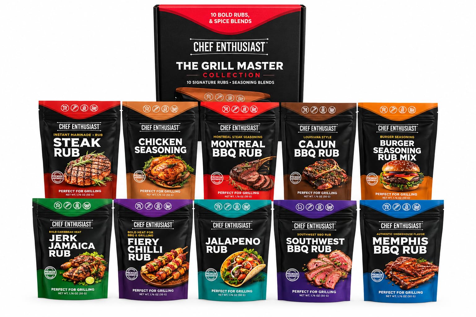 BBQ Rubs and Seasonings Set 10 Count
