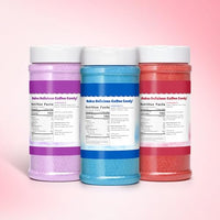 Cotton Candy Sugar Floss Variety Pack - Grape, Raspberry & Cherry Flavors, 3 Bottles (12oz Each) Includes 55 Cones for Home & Commercial Cotton Candy Machines, Parties, Carnivals & Events