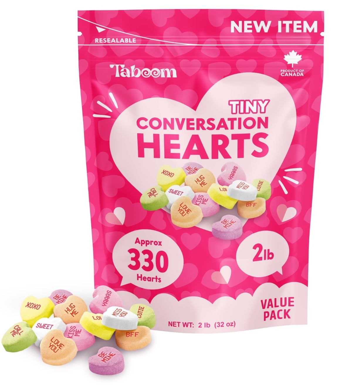 Taboom Valentine's Tiny Conversation Hearts Candy 2 Pounds