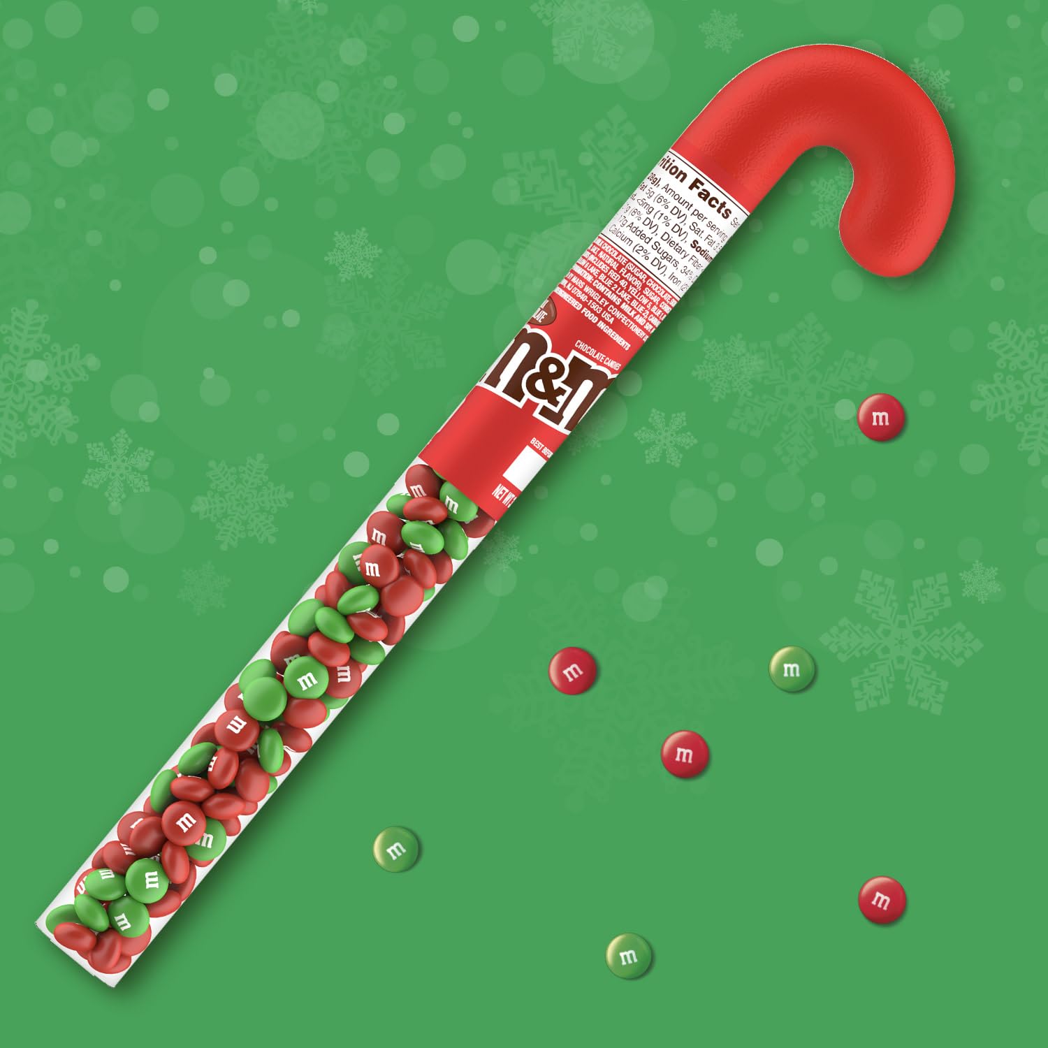 M&M Large Christmas Candy Filled Plastic Canes 2 Pack