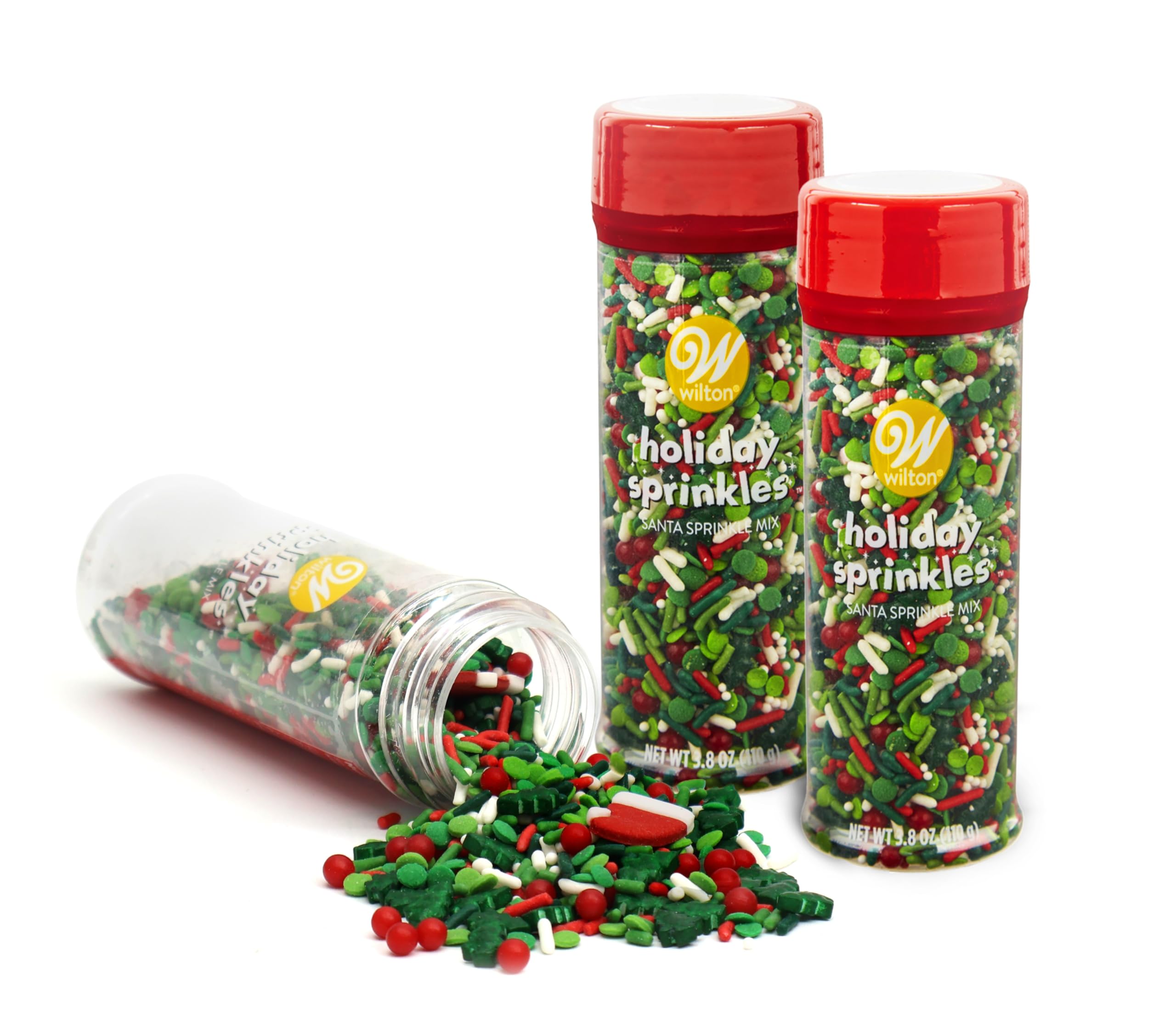 Christmas Sprinkles Santa Hat and Green Tree Sprinkle Mix - 3 Pack Vintage Christmas Holiday Sprinkles For Cookies and Cake Decorations, Baking & Toppings - 3.8 oz Bottles