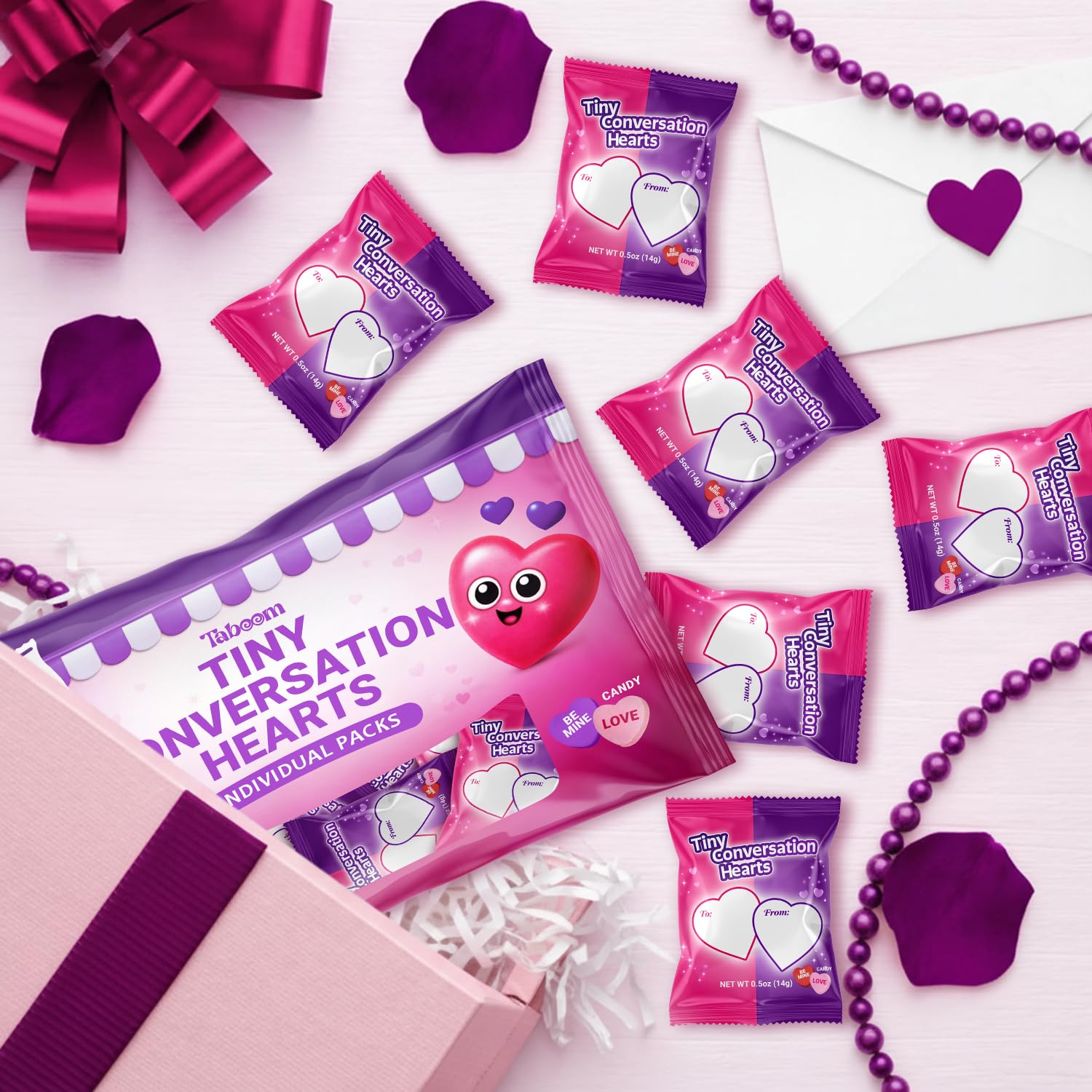 Taboom Tiny Conversation Hearts Mini Packs - 24 Count