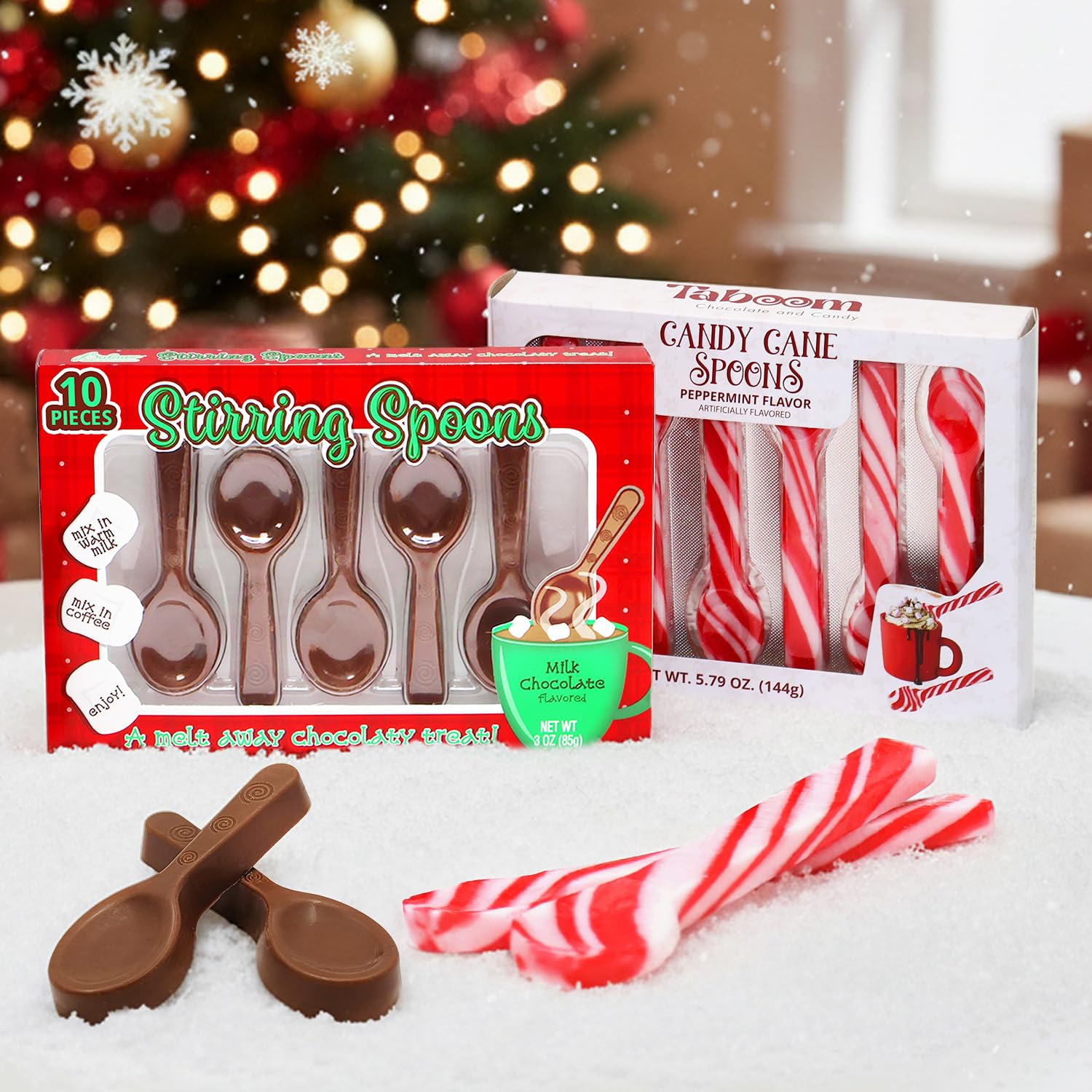 Peppermint Candy Cane Spoons & Chocolate Hot Cocoa Spoons Bundle