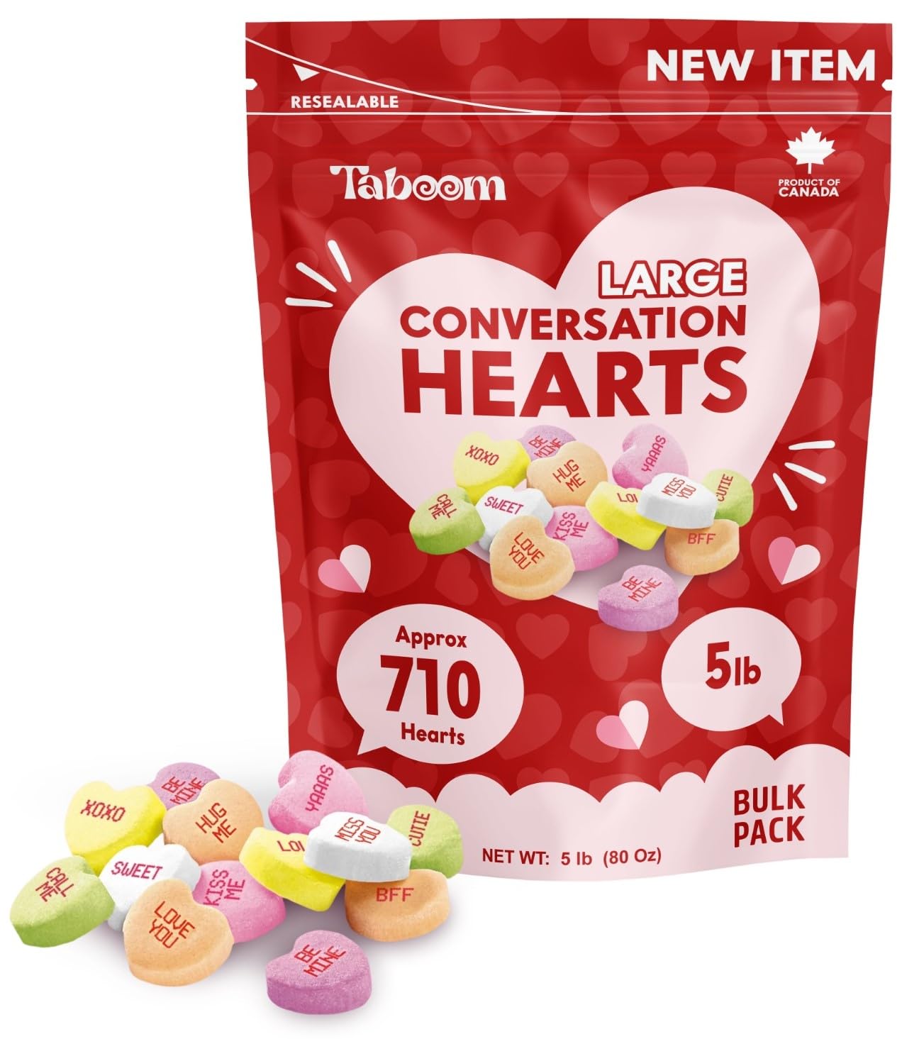 Taboom Valentine's Conversation Hearts Candy 5 Pound