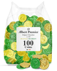 Albert Premier St. Patrick's Green & Gold Belgian Chocolate Coins 100