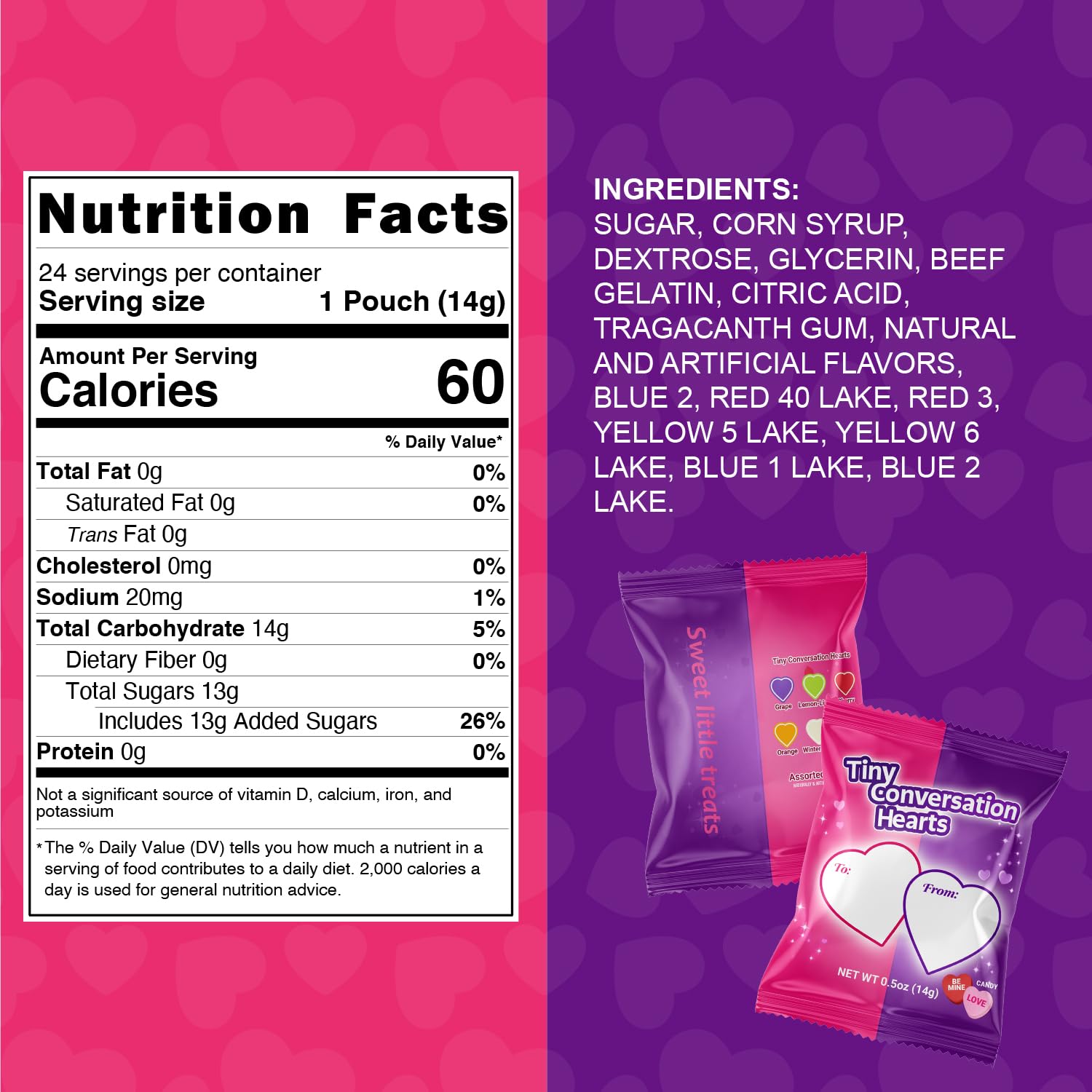 Taboom Tiny Conversation Hearts Mini Packs - 24 Count