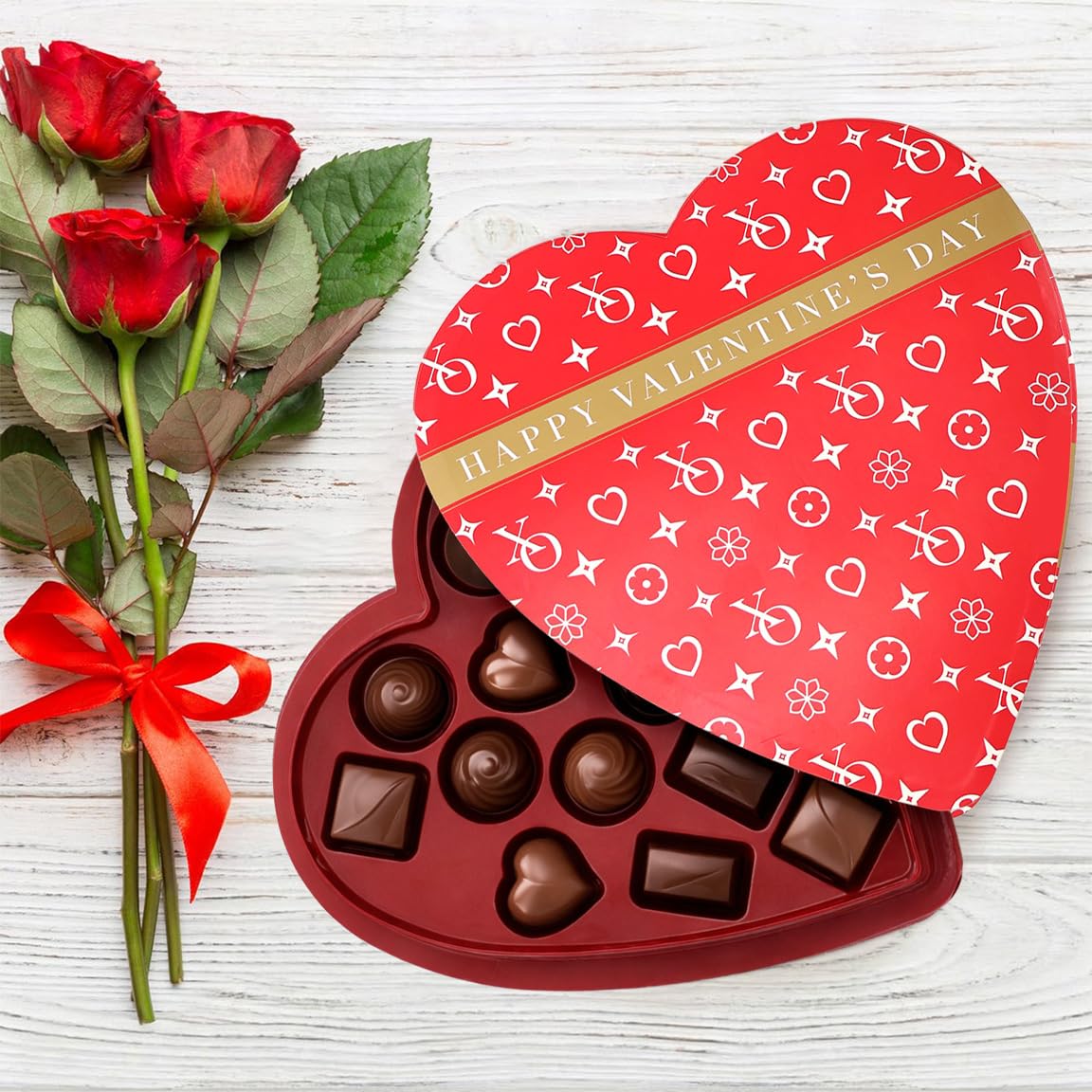 Valentines Day Milk Chocolate Heart Gift Box