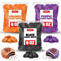 Taboom Halloween Theme Candy Melts Black Orange Purple (6 oz Bags) Total 18oz