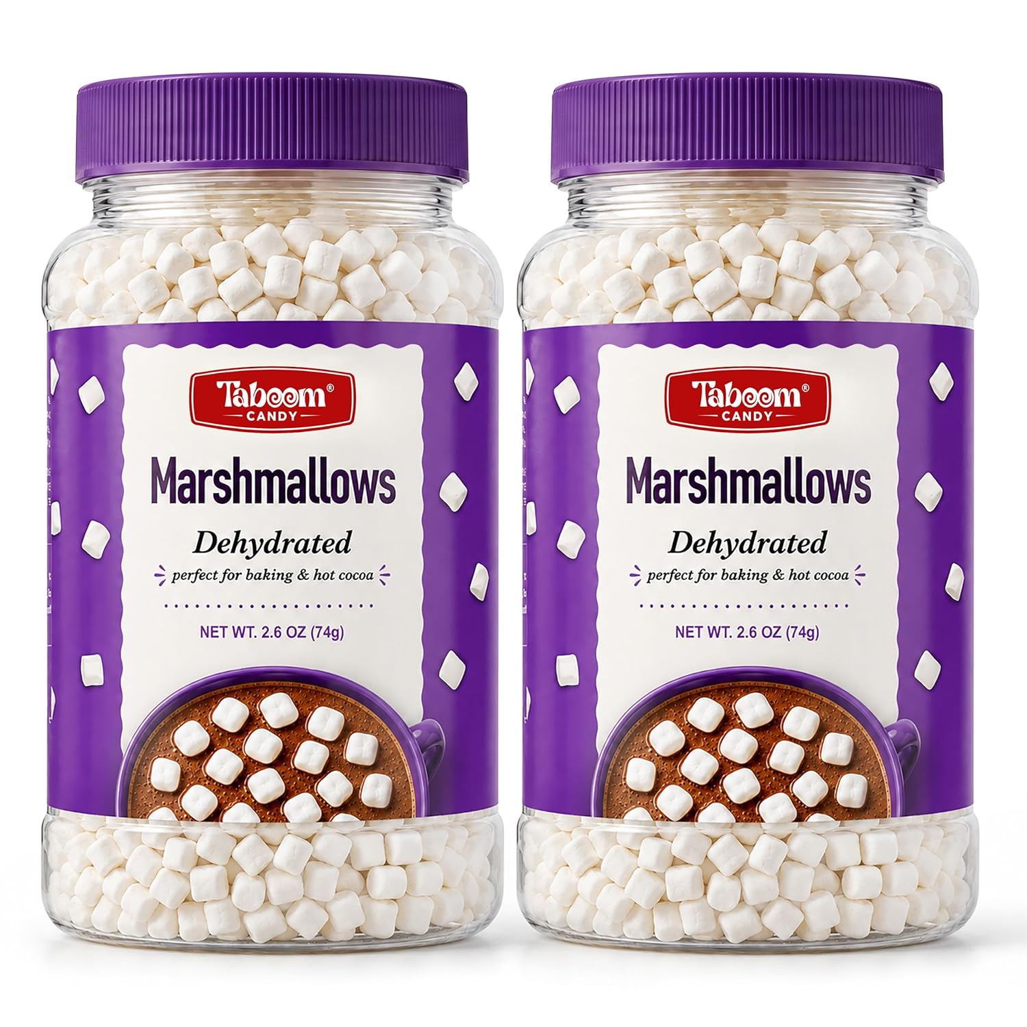 Taboom Dehydrated Mini Marshmallow Bits Vanilla Flavored 2.6 oz Each 2 Bottles