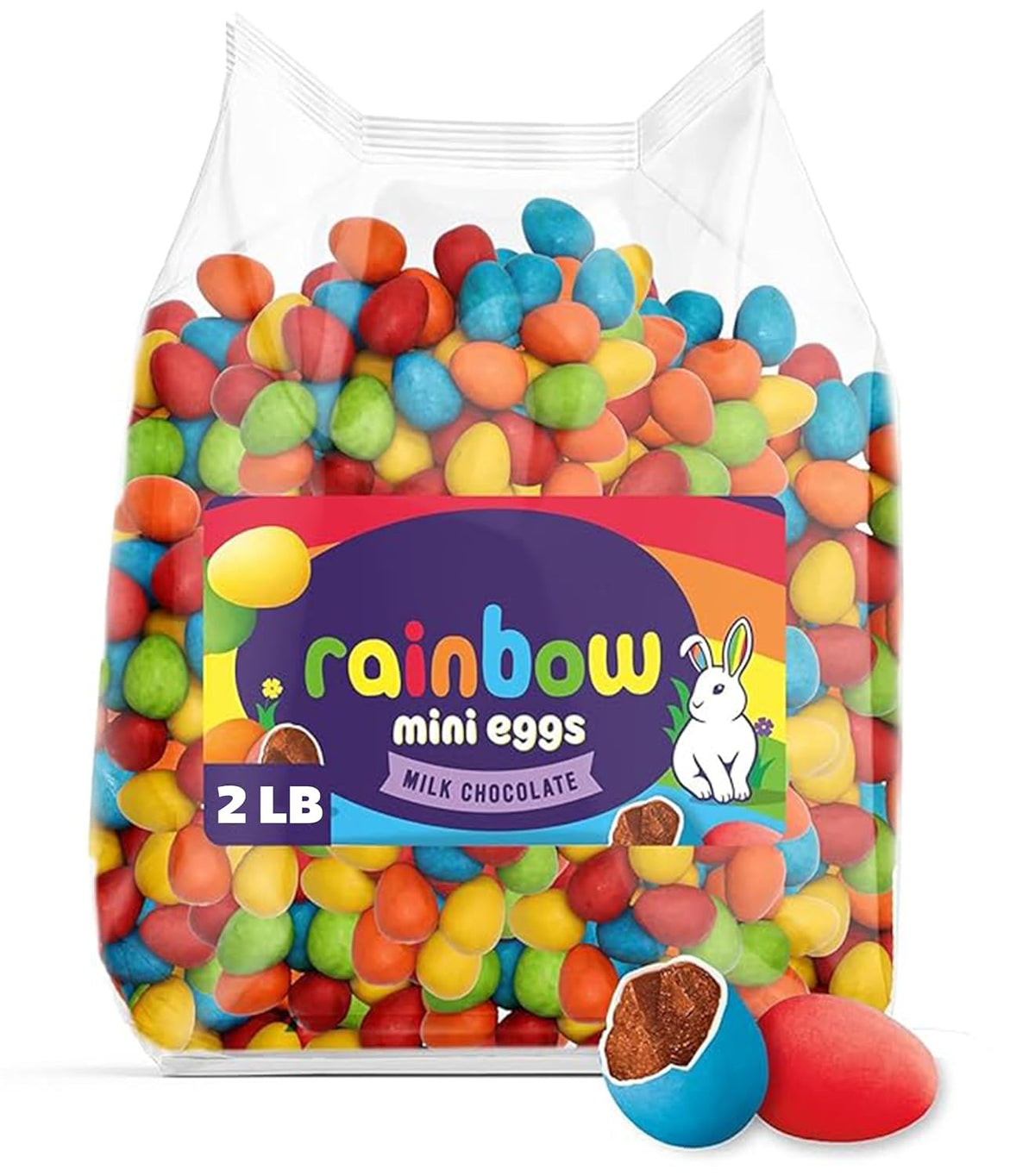 Mini Chocolate Eggs Rainbow Colors 32oz Bulk Bag