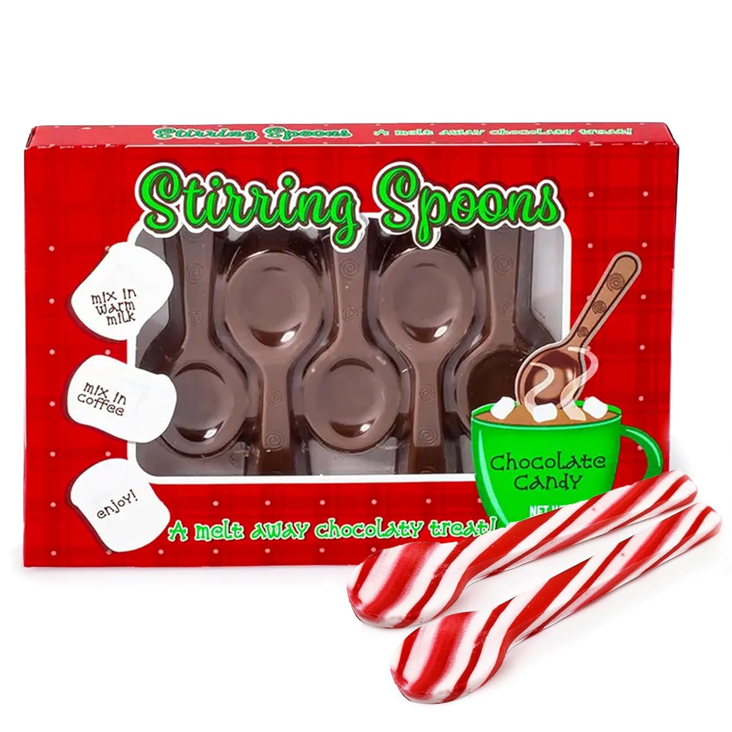Peppermint Candy Cane Spoons & Chocolate Hot Cocoa Spoons Bundle