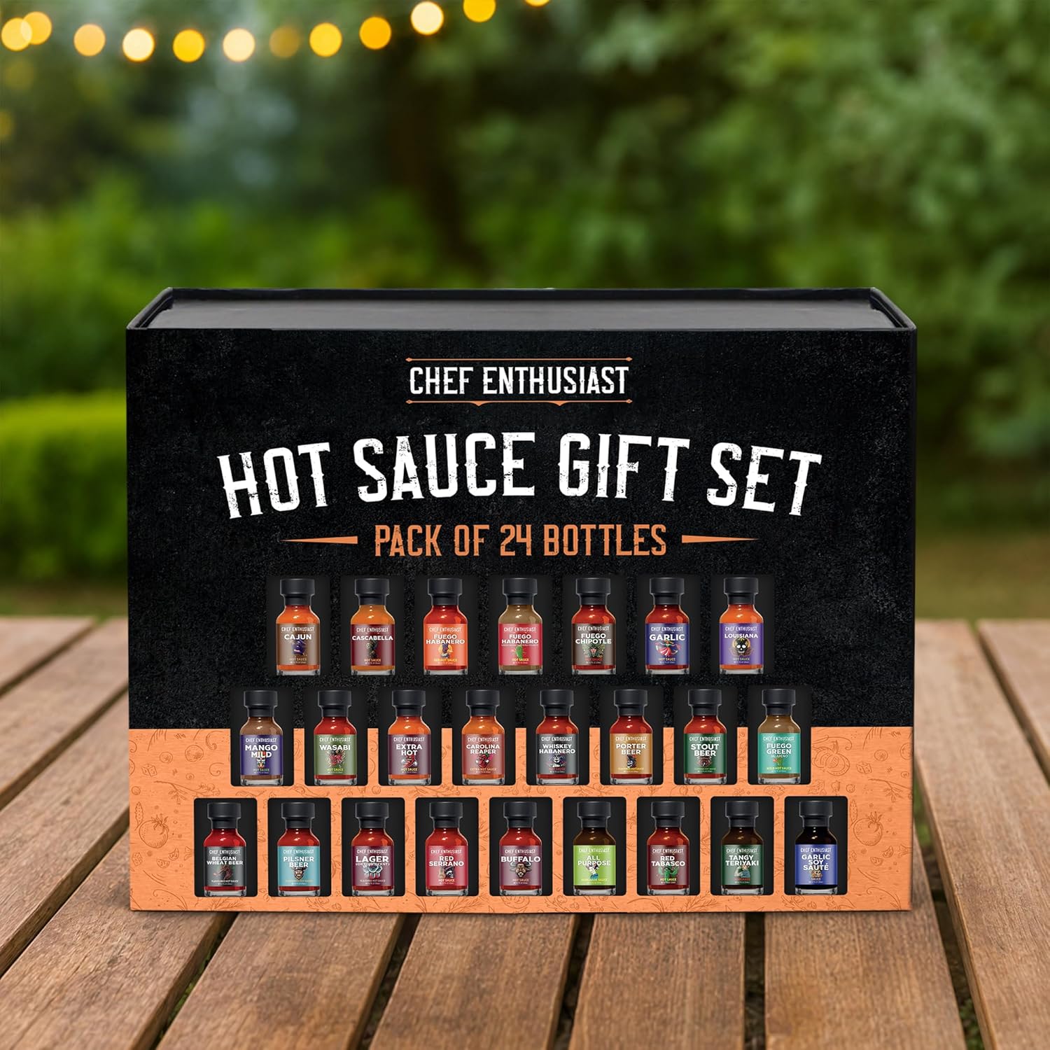 Chef Enthusiast Hot Sauce Gift Set - 24 Count of Mini Hot Sauces