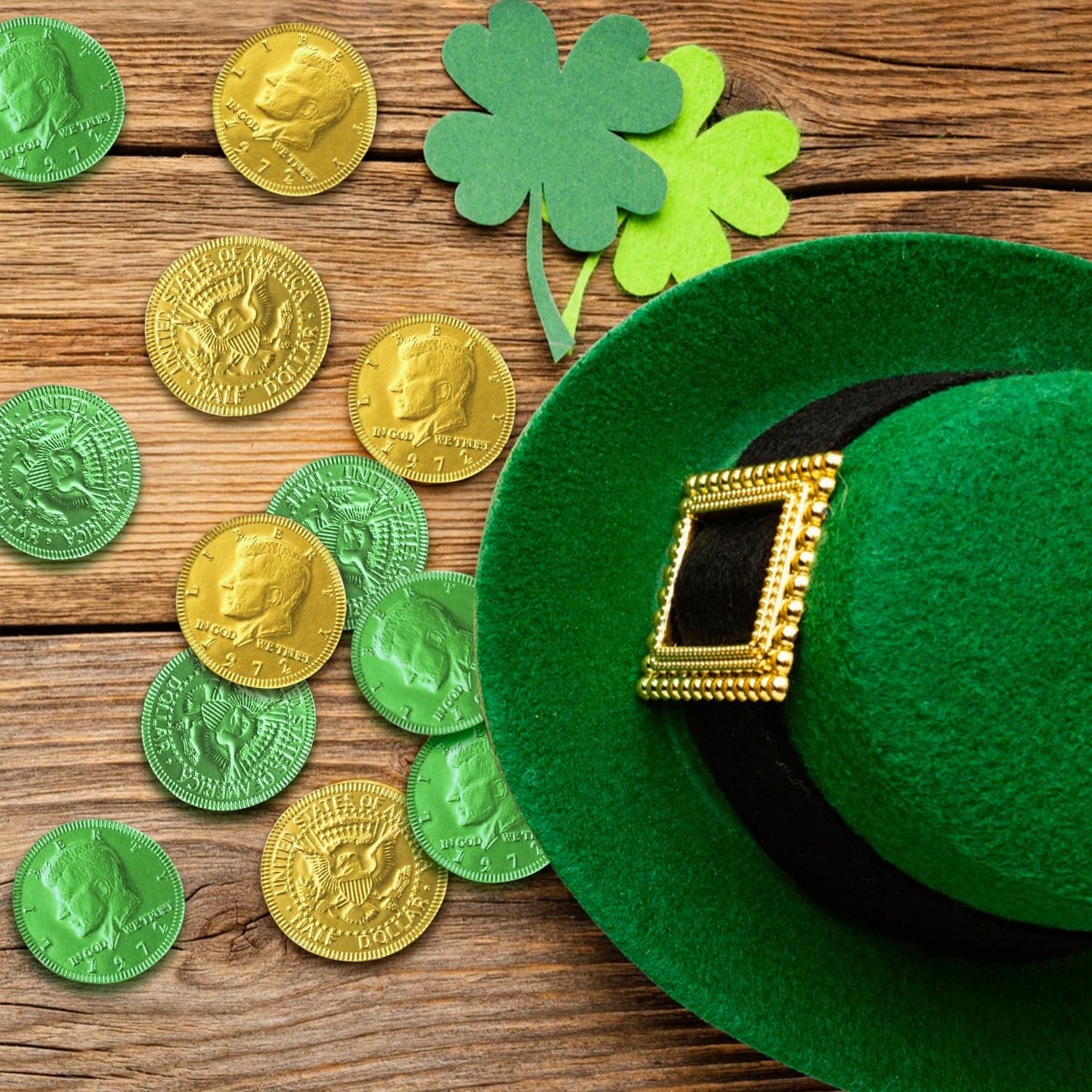 Albert Primer Belgian Milk Chocolate Gold & Green Coins 100 Count