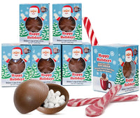 Christmas 6 Hot Chocolate Bombs & Peppermint Candy Cane Spoons Combo Gift Set