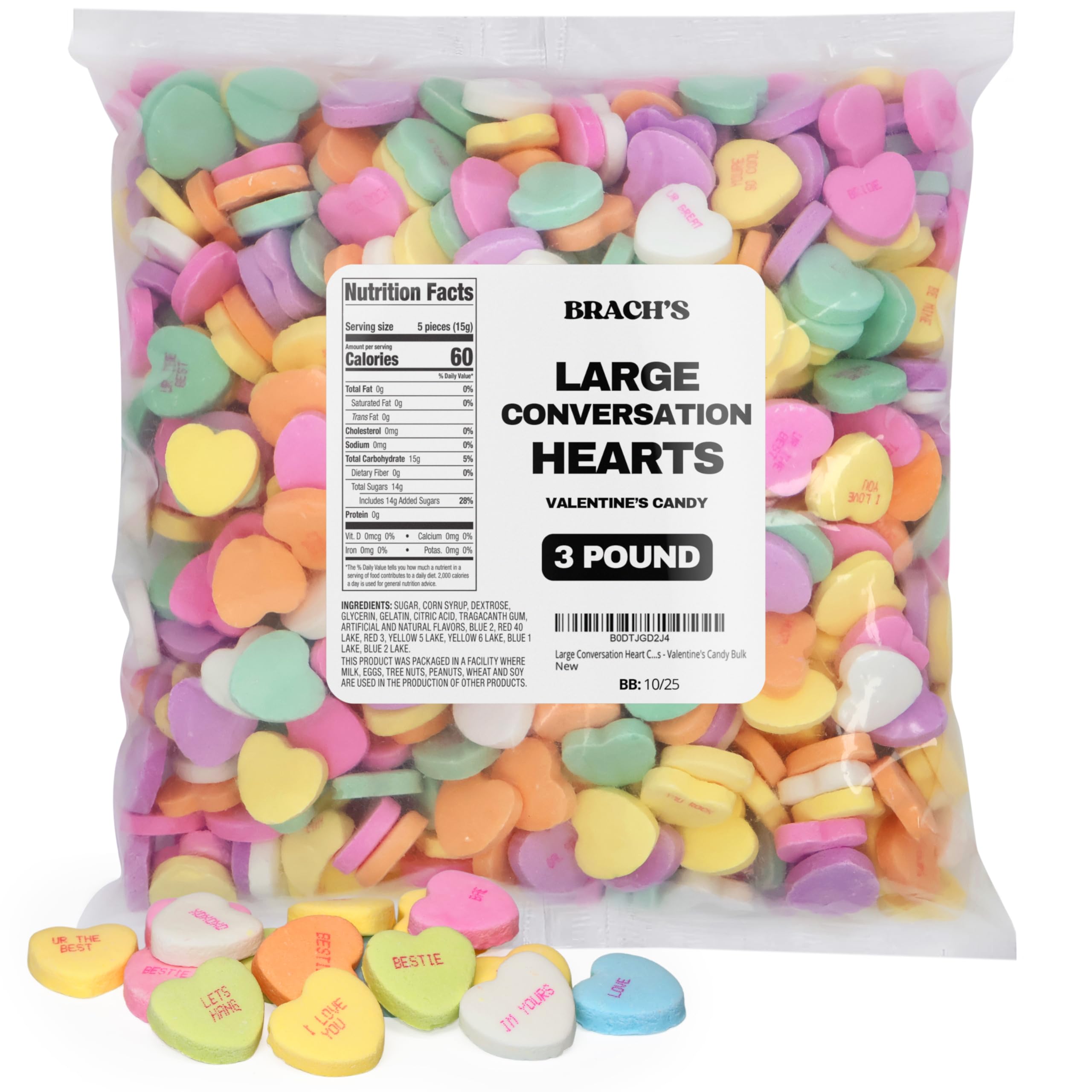 Brach's Valentine's Large Conversation Hearts 3 Pound