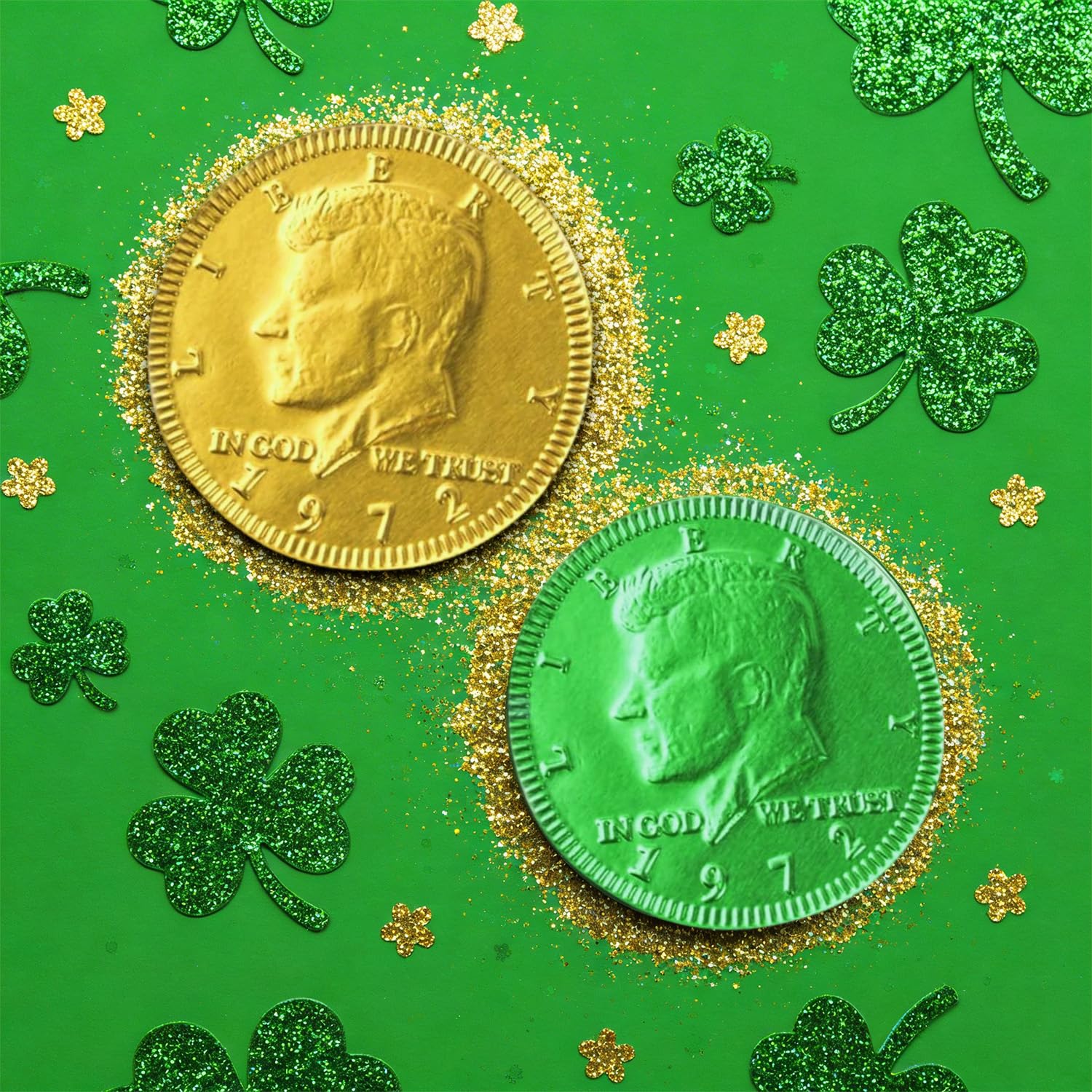 Albert Primer Belgian Milk Chocolate Gold & Green Coins 100 Count