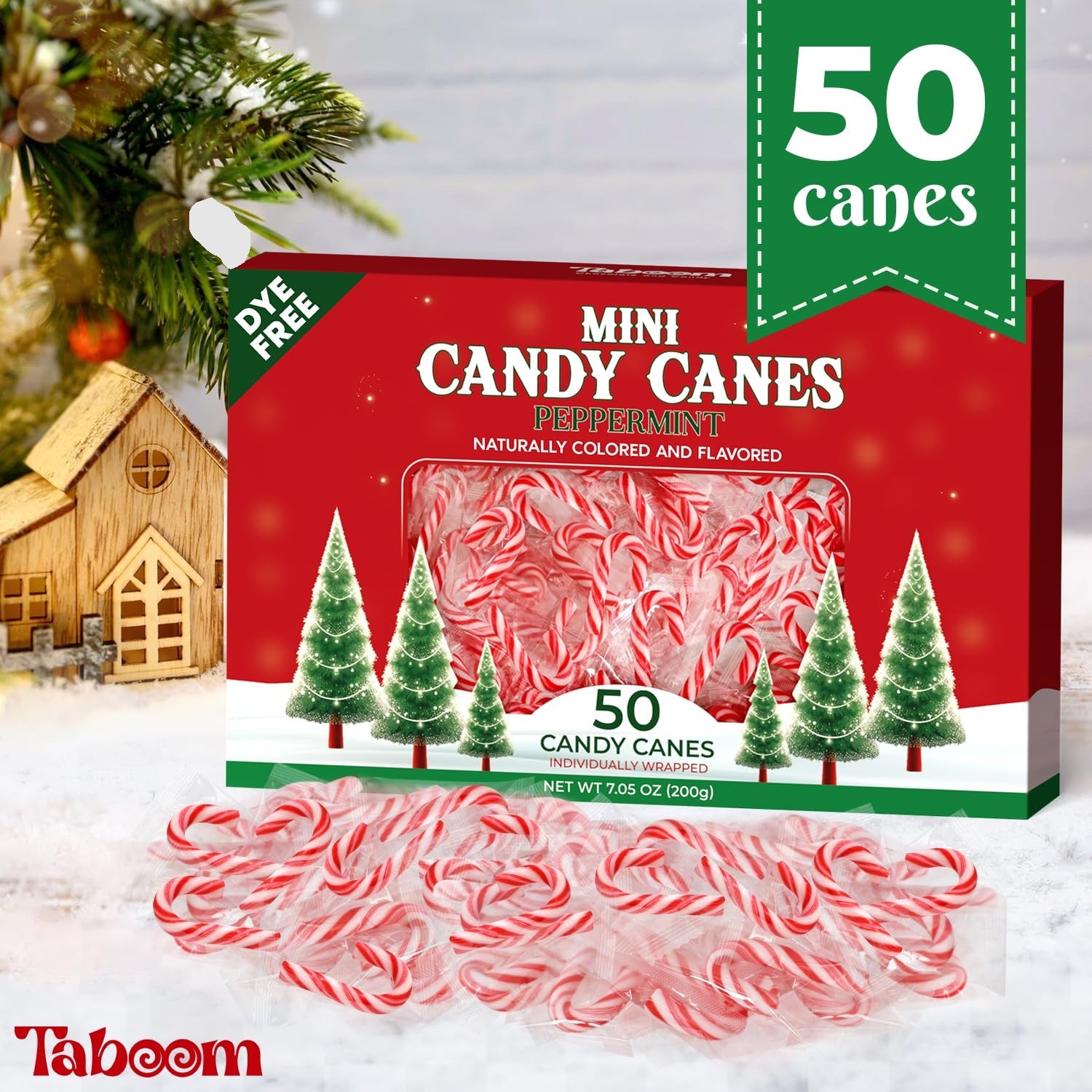 Taboom Mini Candy Cane Individually Wrapped 50 Pack