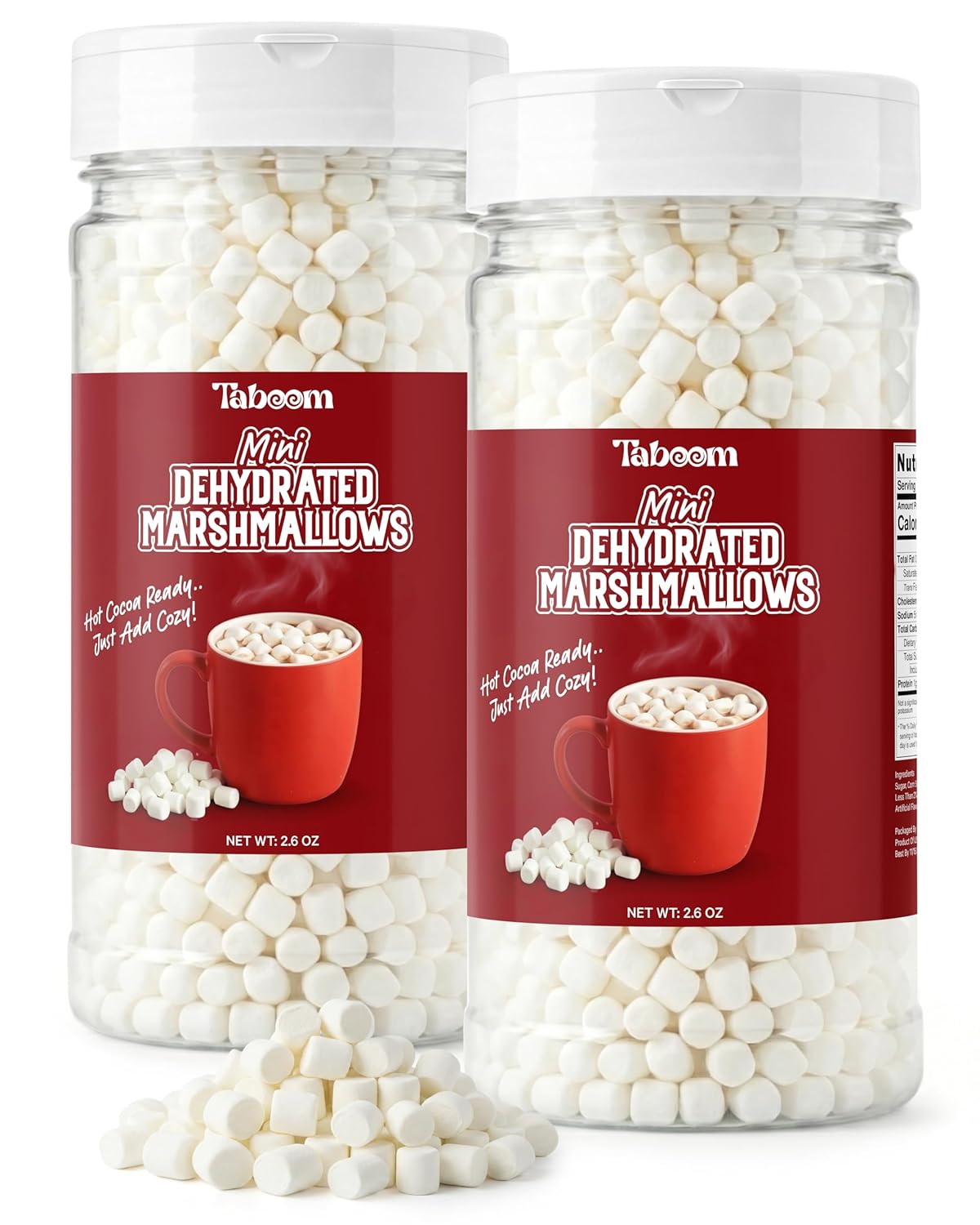 Taboom Dehydrated Mini Marshmallow Bits Vanilla Flavored 2.6 oz Each 2 Bottles