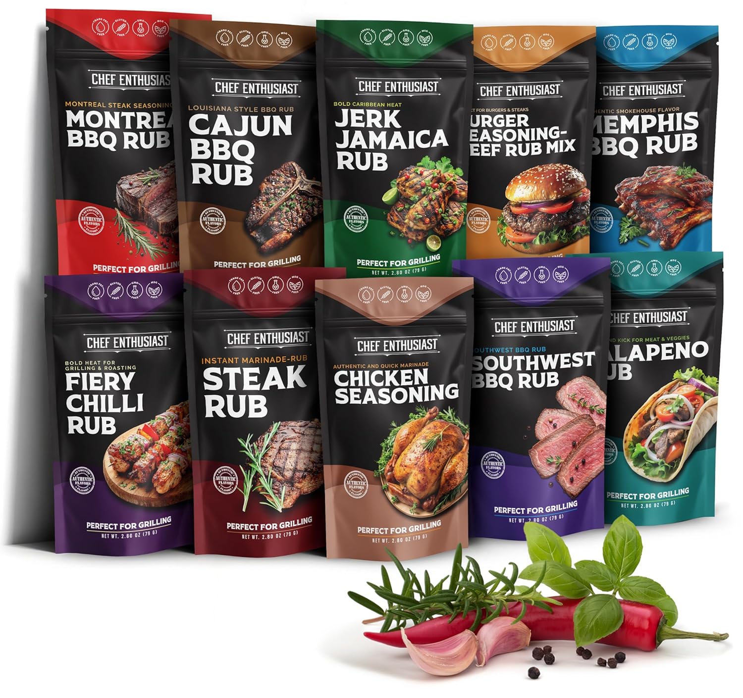 BBQ Rubs and Seasonings Set 10 Count